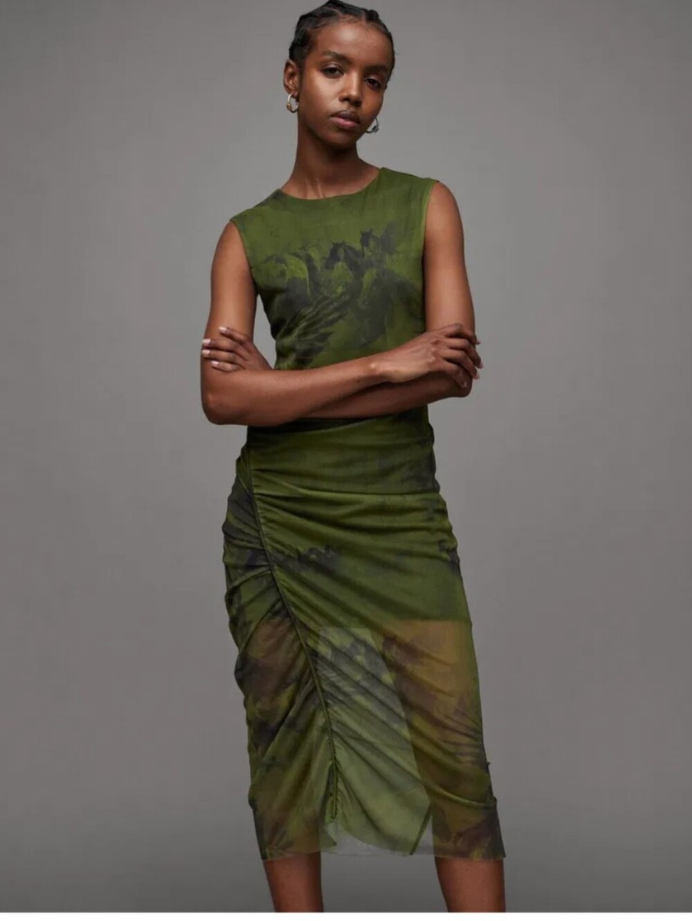 All Saints Nora Colca Midi Dress - Picture 2 of 9